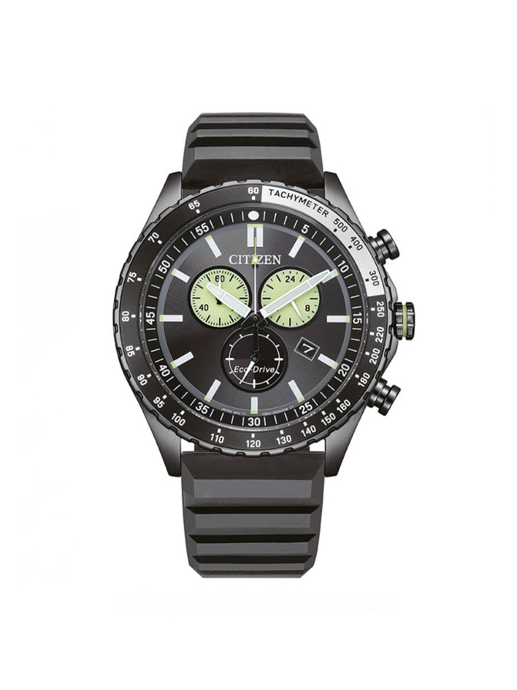 OROLOGIO UOMO MARINE CRONO CON CINTURINO IN SILICONE NERO CITIZEN