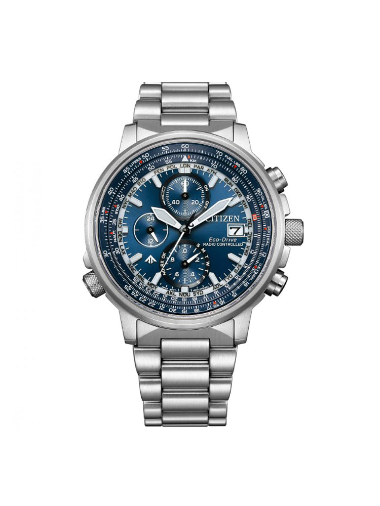 OROLOGIO UOMO CRONO PILOT IN ACCIAIO CON QUADRANTE BLU 41 MM CITIZEN