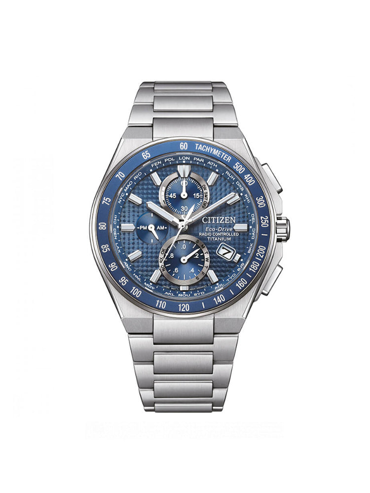 OROLOGIO UOMO AT8 SUPER TITANIO CON QUADRANTE BLU CHIARO CITIZEN