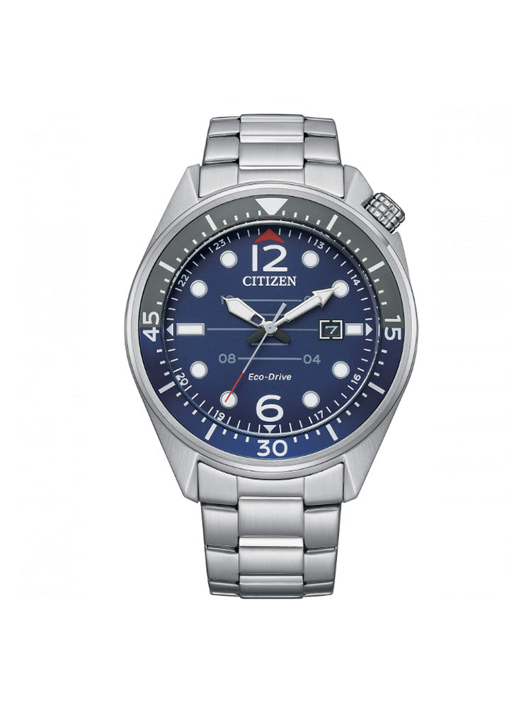 OROLOGIO SEAPLANE OF SOLO TEMPO IN ACCIAIO CON QUADRANTE BLU CITIZEN