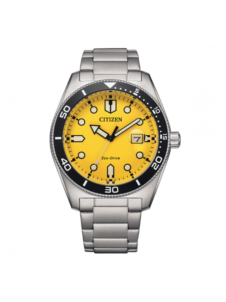 OROLOGIO UOMO MARINE 1760 IN ACCIAIO CON QUADRANTE GIALLO CITIZEN