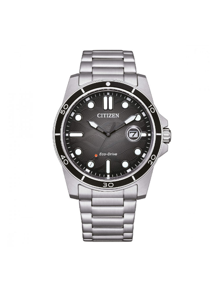 OROLOGIO UOMO SOLO TEMPO IN ACCIAIO MARINE 1810 CON QUADRANTE NERO CITIZEN