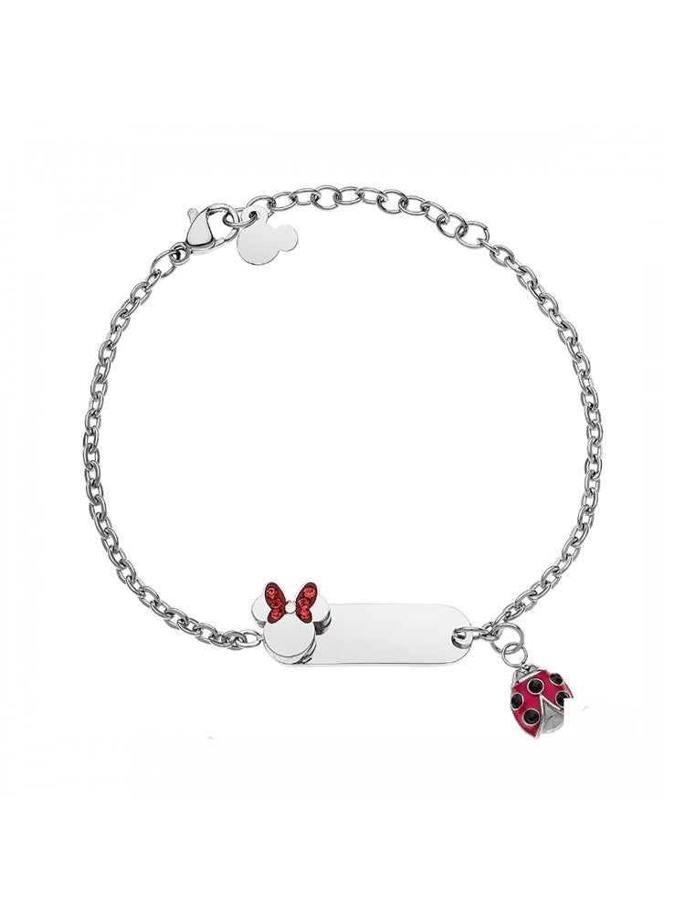 BRACCIALE BAMBINA IN ACCIAIO CON TARGHETTA E MINNIE DISNEY