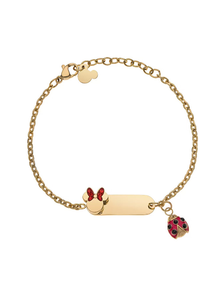 BRACCIALE BAMBINA IN ACCIAIO DORATO CON MINNIE E COCCINELLA DISNEY