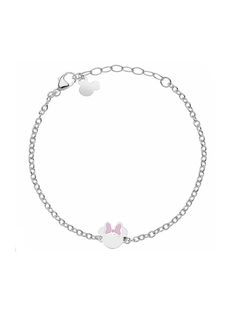 BRACCIALE BIMBA IN ACCIAIO MINNIE CON FIOCCO SMALTATO ROSA DISNEY