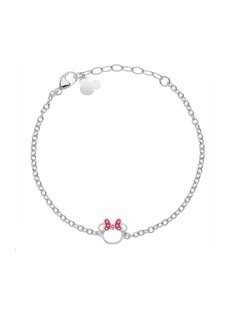 BRACCIALE BAMBINA IN ACCIAIO MINNIE CON FIOCCO ROSSO A POIS DISNEY