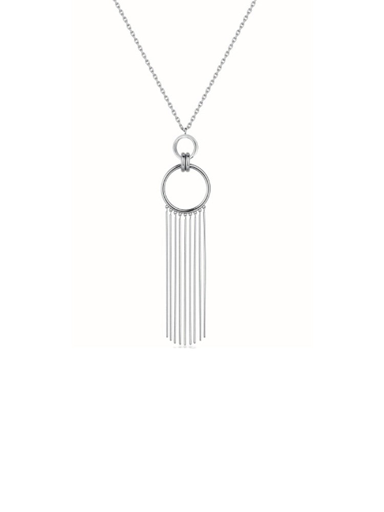 COLLANA DONNA AURA CON PENDENTE A CERCHI CON FRANGE BROSWAY
