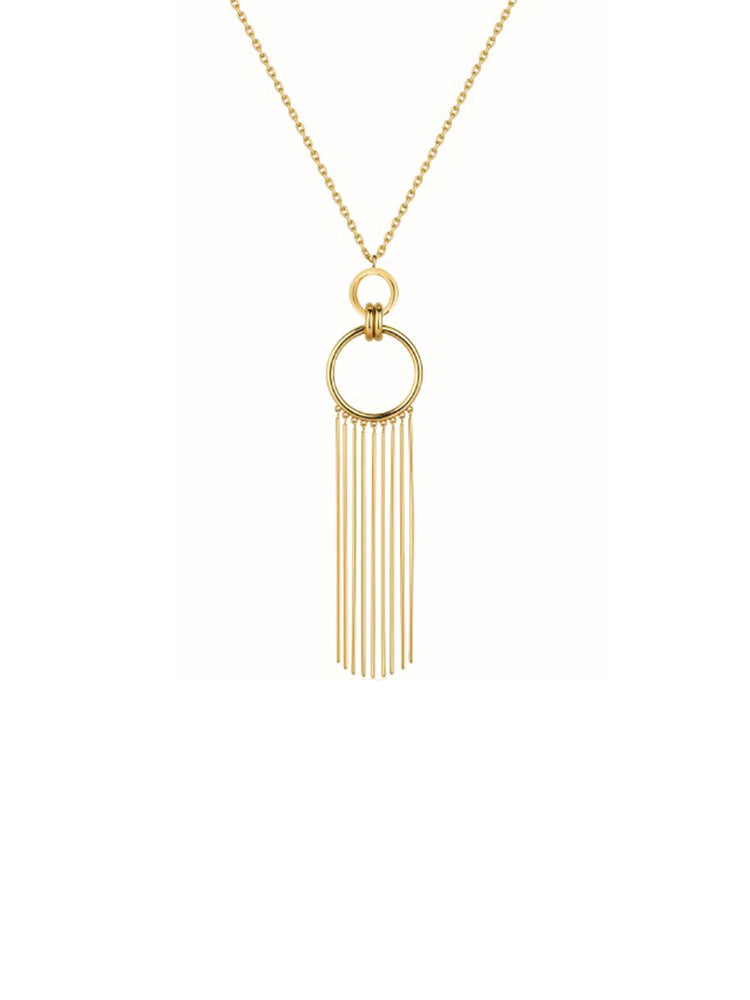 COLLANA DONNA AURA CON CERCHIO PENDENTE E FRANGE DORATA BROSWAY
