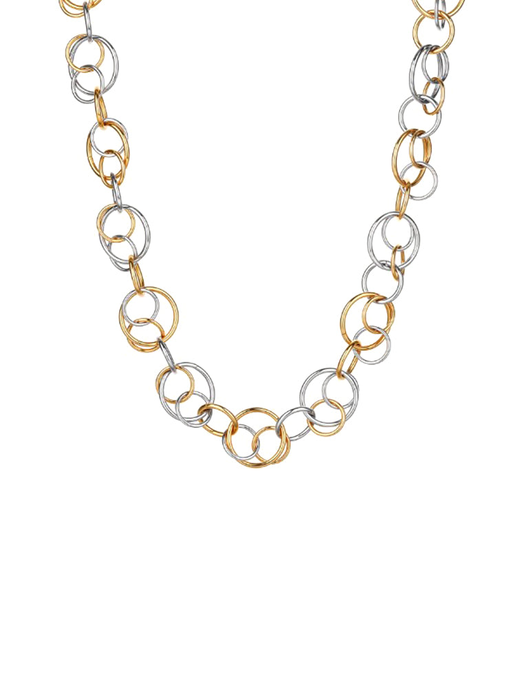 COLLANA DONNA AURA BICOLORE DORATA CON CERCHI INTERSECATI BROSWAY