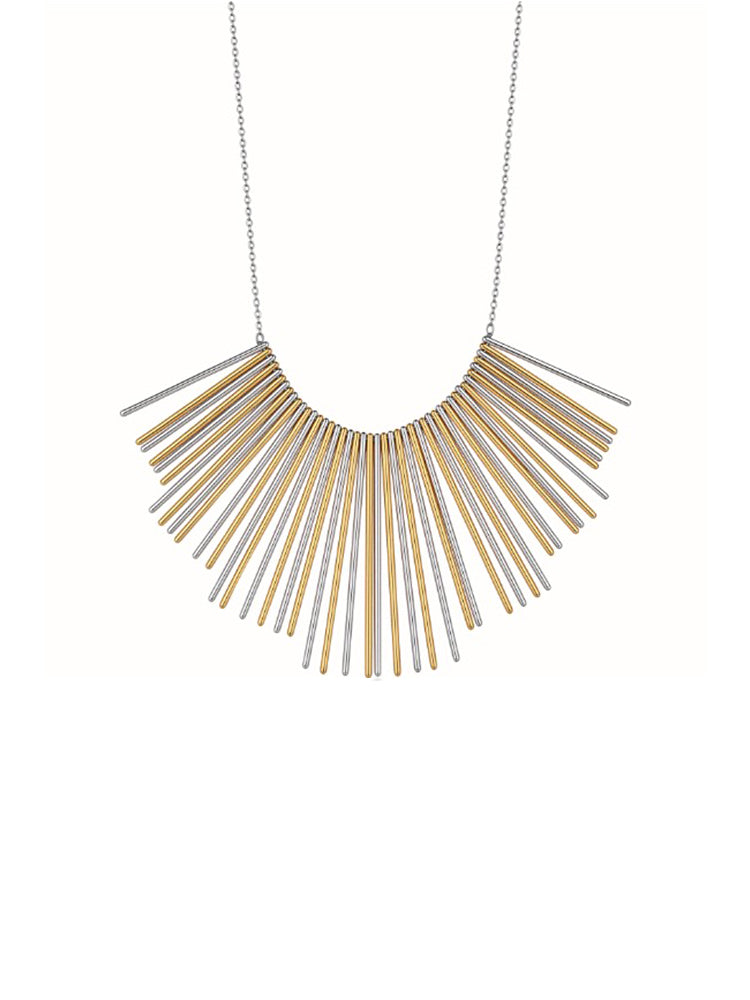 COLLANA DONNA AURA CON PENDENTE CON BARRETTE IN ACCIAIO BICOLORE BROSWAY