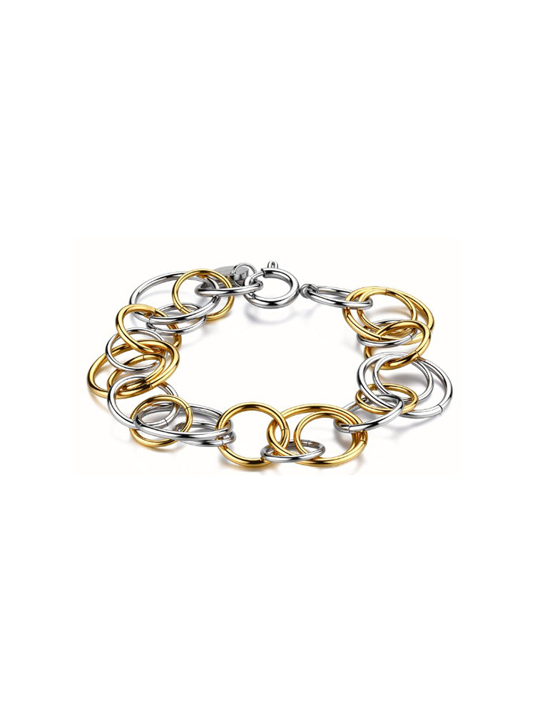 BRACCIALE DONNA AURA IN ACCIAIO BICOLORE CON CERCHI INTERSECATI BROSWAY
