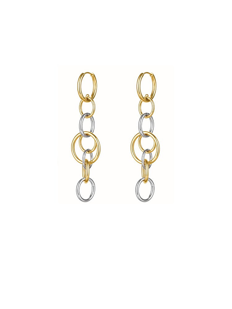 ORECCHINI DONNA AURA CON CERCHI INTERSECATI BICOLORE BROSWAY
