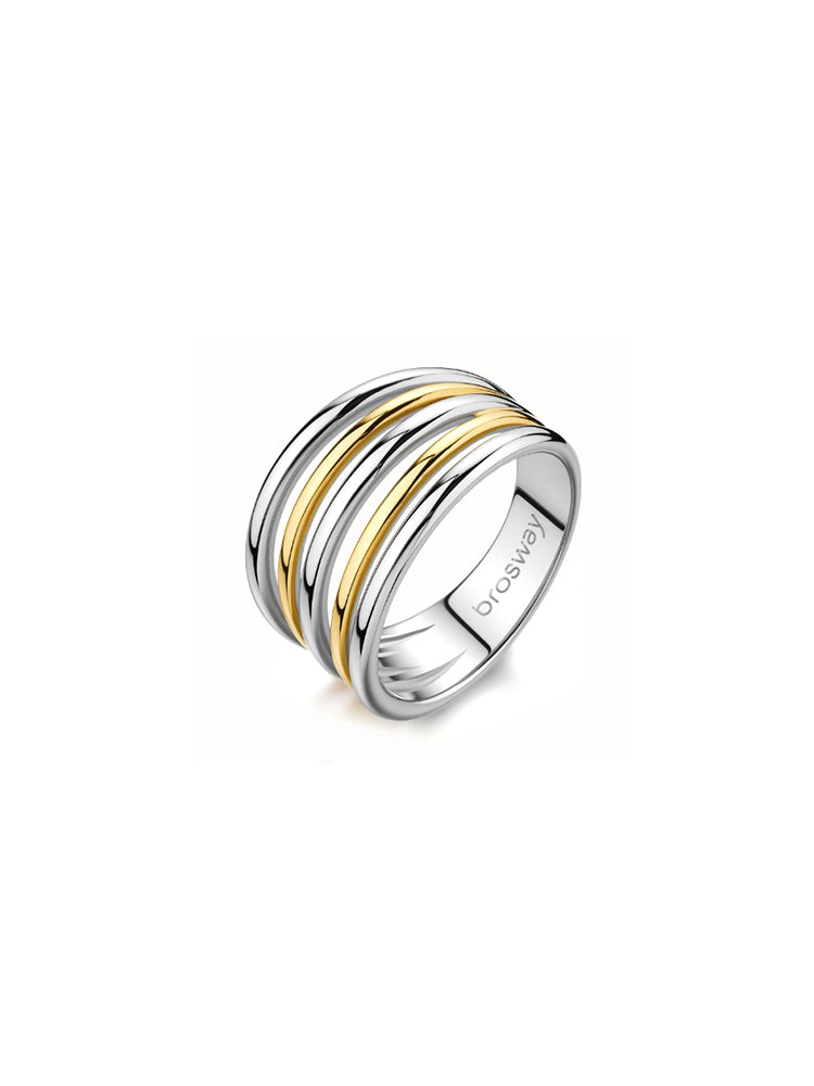 ANELLO DONNA AURA IN ACCIAIO BICOLORE DORATO MIS 12 BROSWAY