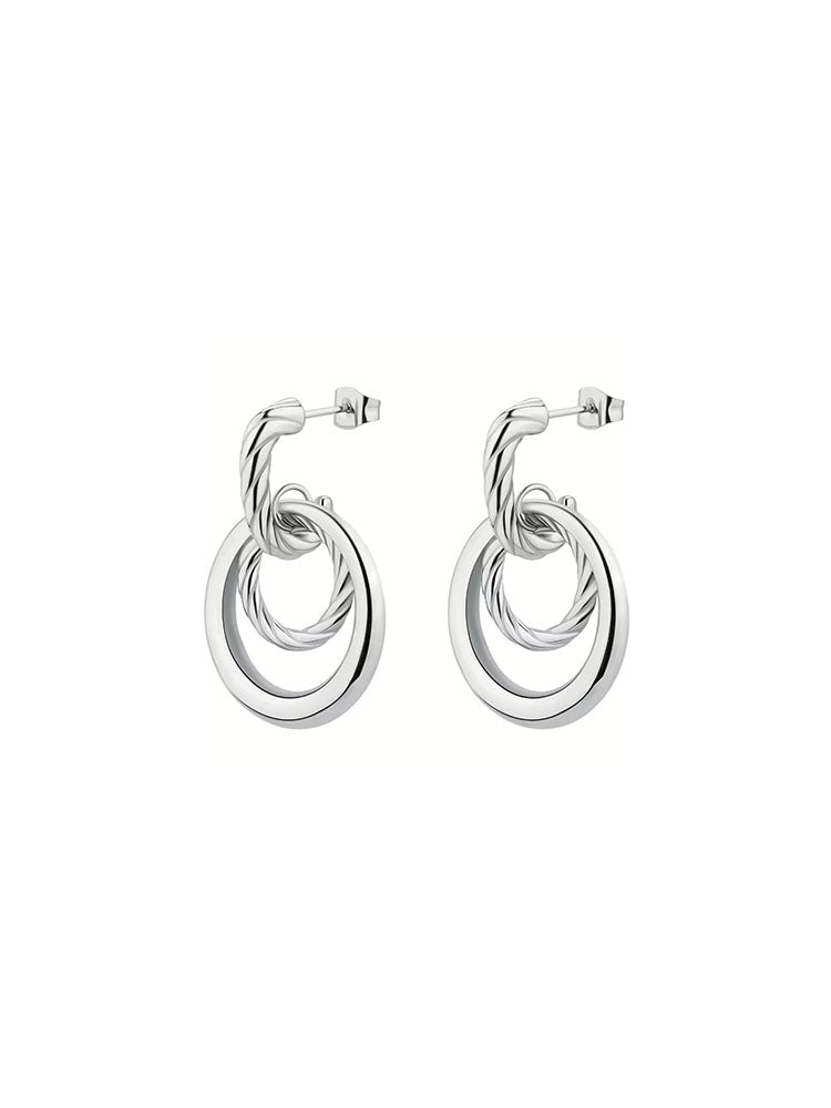 ORECCHINI DONNA IN ACCIAIO AMY CON CERCHI PENDENTI BROSWAY