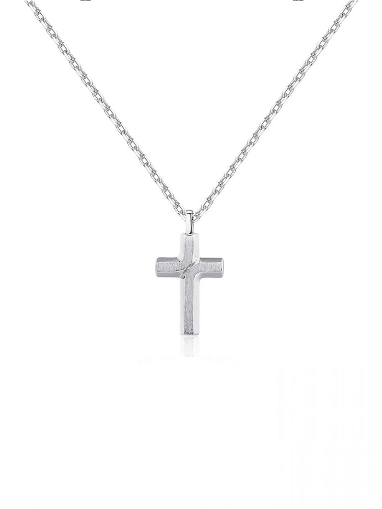 COLLANA UOMO BACKLINER CON CROCE IN ACCIAIO SATINATO BROSWAY