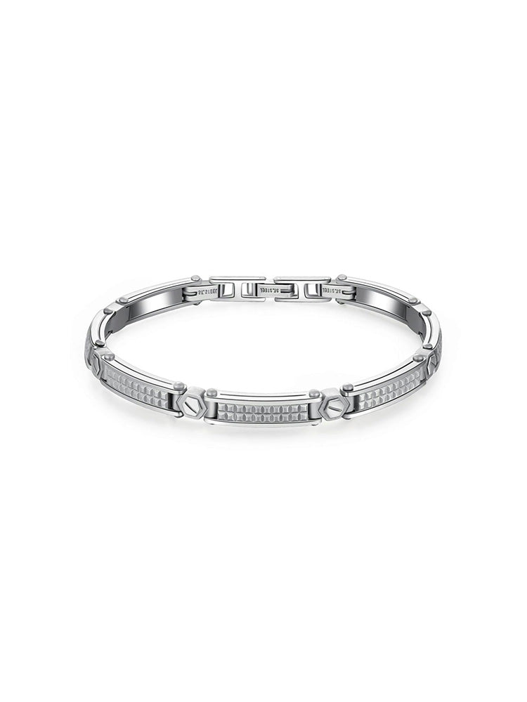 BRACCIALE UOMO BACKLINER, SEMIRIGIDO, IN ACCIAIO SILVER FINITURA LUCIDA E SATINATA BROSWAY