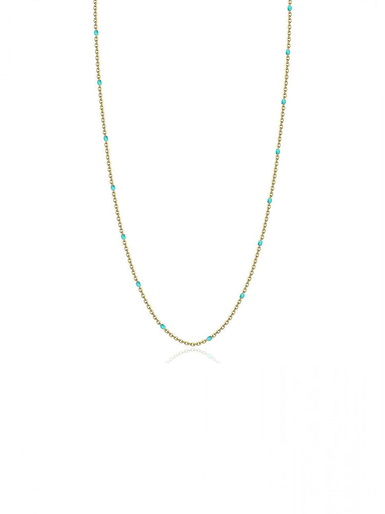 COLLANA DONNA TRES JOLIE GIROCOLLOCOMPONIBILE IN ACCIAIO COLORE ORO E PERLINE TURCHESI BROSWAY