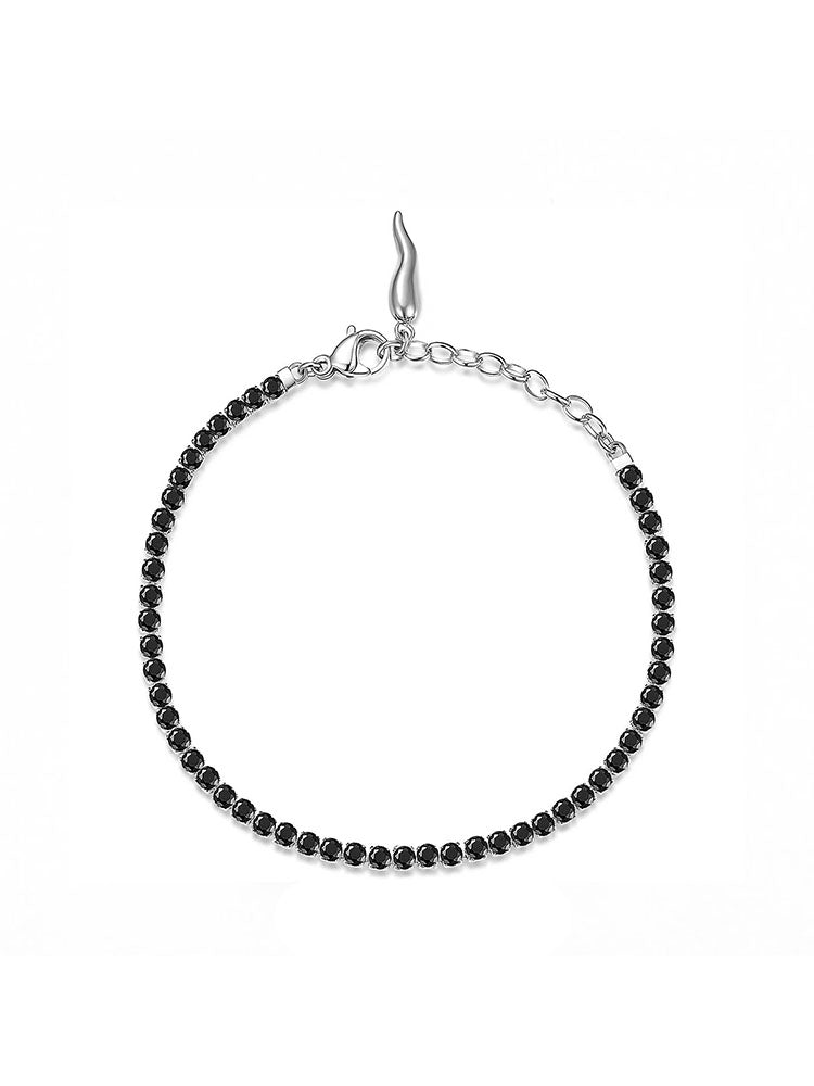 BRACCIALE DONNA DESIDERI, TENNIS NERO CON CORNO BROSWAY