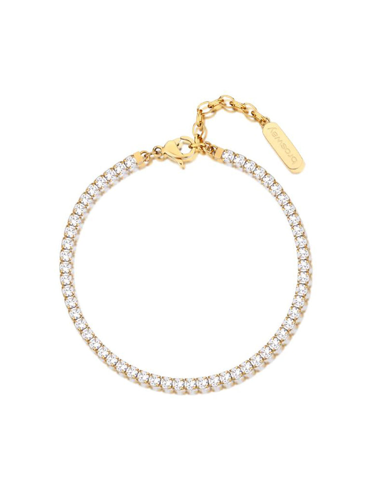BRACCIALE DONNA TENNIS DESIDERI IN ACCIAIO DORATO E ZIRCONI BIANCHI BROSWAY