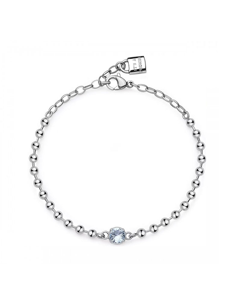 BRACCIALE DONNA DESIDERI LUCCHETTO IN ACCIAIO COLOR SILVER E ZIRCONE CENTRALE BIANCO BROSWAY