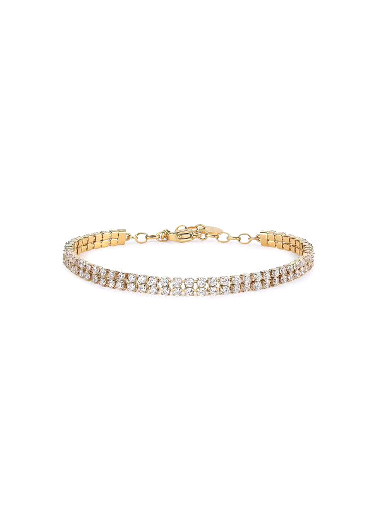 BRACCIALE DONNA TENNIS DESIDERI DORATO DOPPIO FILO CON ZIRCONI BIANCHI BROSWAY