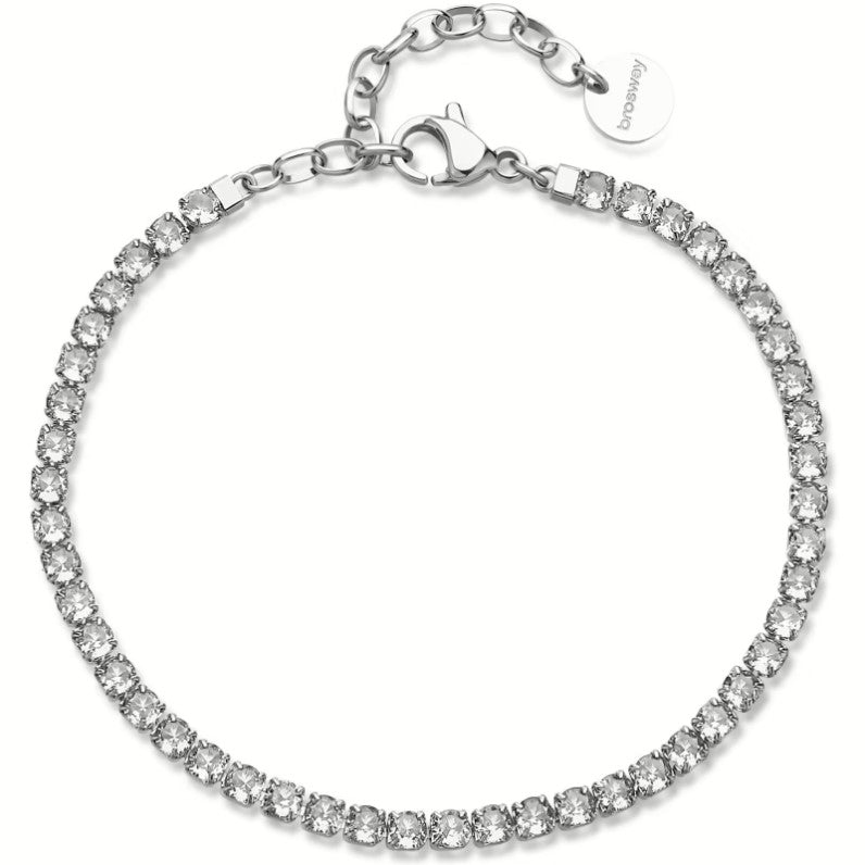 BRACCIALE TENNIS DESIDERI IN ACCIAIO CON ZIRCONI BIANCHI BROSWAY
