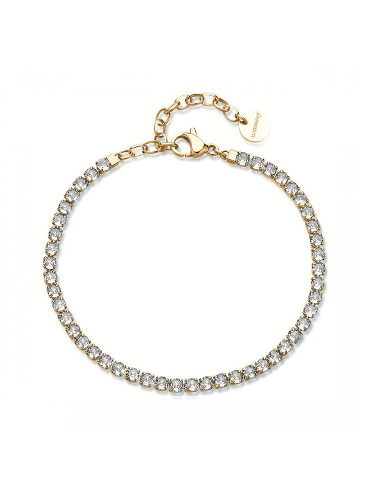 BRACCIALE DONNA TENNIS DESIDERI IN ACCIAIO CON ZIRCONI BIANCHI FINITURA ORO BROSWAY