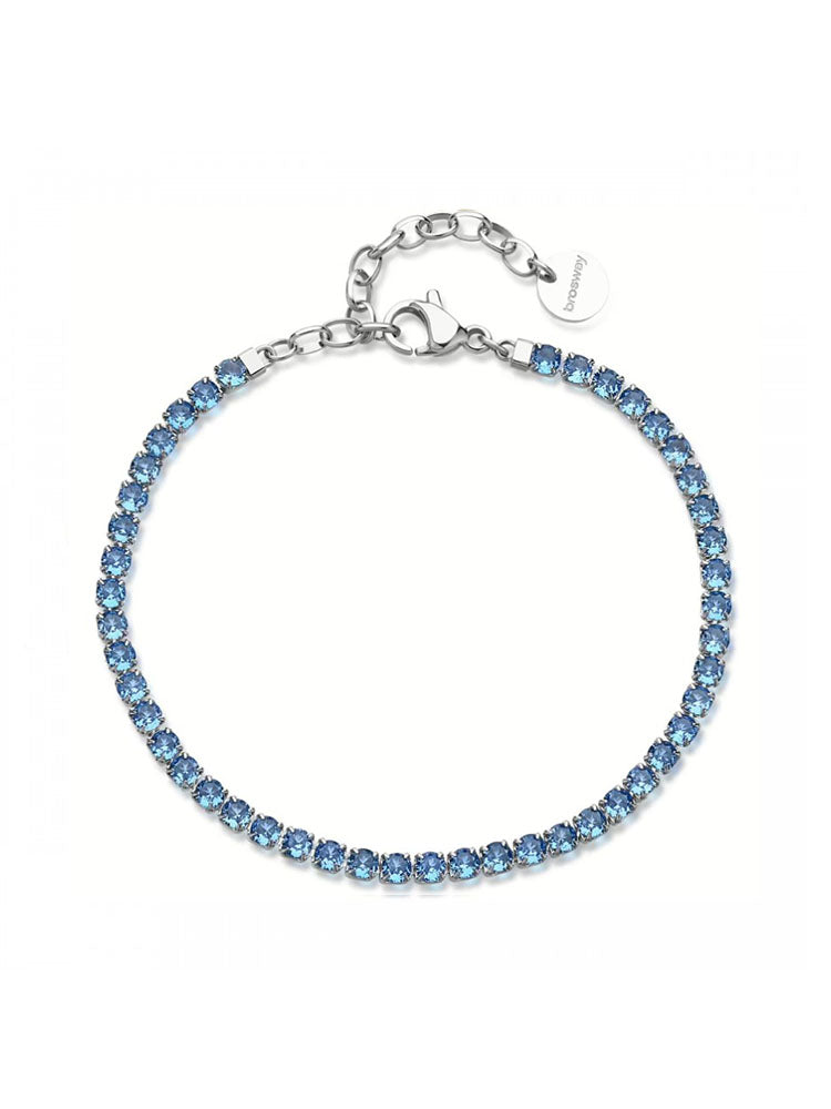BRACCIALE DONNA TENNIS DESIDERI IN ACCIAIO CON ZIRCONI AZZURRI  BROSWAY