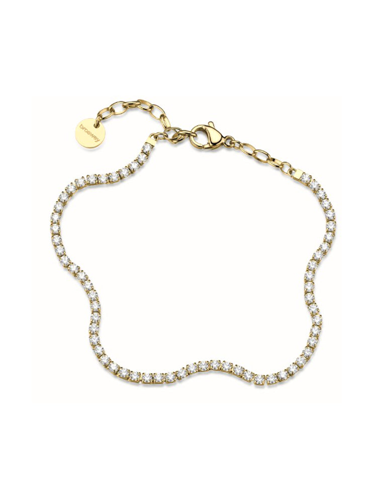 BRACCIALE DONNA TENNIS ONDULATO DORATO BROSWAY