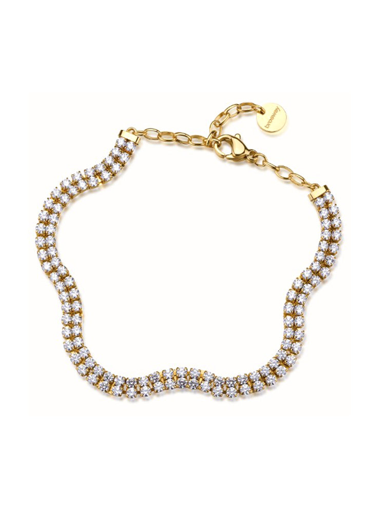 BRACCIALE DONNA TENNIS DOPPIO FILO ONDULATO DORATO BROSWAY