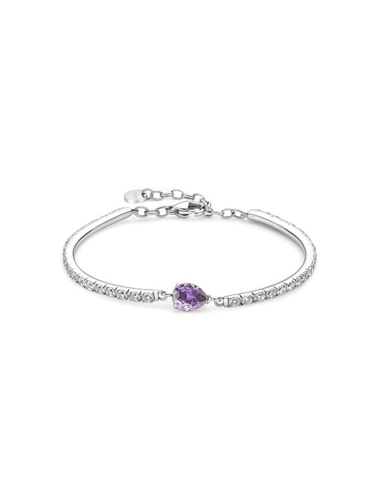 BRACCIALE DONNA DESIDERI SEMIRIGIDO CON ZIRCONE A GOCCIA COLOR AMETISTA BROSWAY