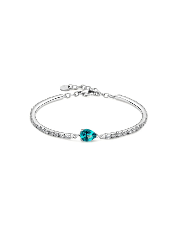 BRACCIALE DONNA DESIDERI SEMIRIGIDO CON ZIRCONE A GOCCIA VERDE ACQUA BROSWAY