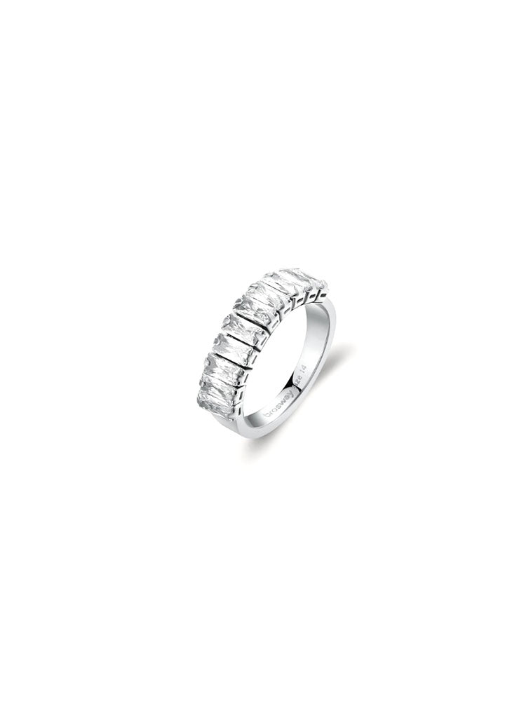 ANELLO DONNA DESIDERI IN ACCIAIO CON ZIRCONI BIANCHI MISURA 16 BROSWAY