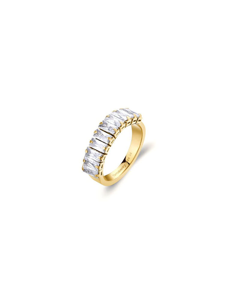 ANELLO DONNA IN ACCIAIO DESIDERI COLOR ORO GIALLO E ZIRCONI MISURA 12 BROSWAY