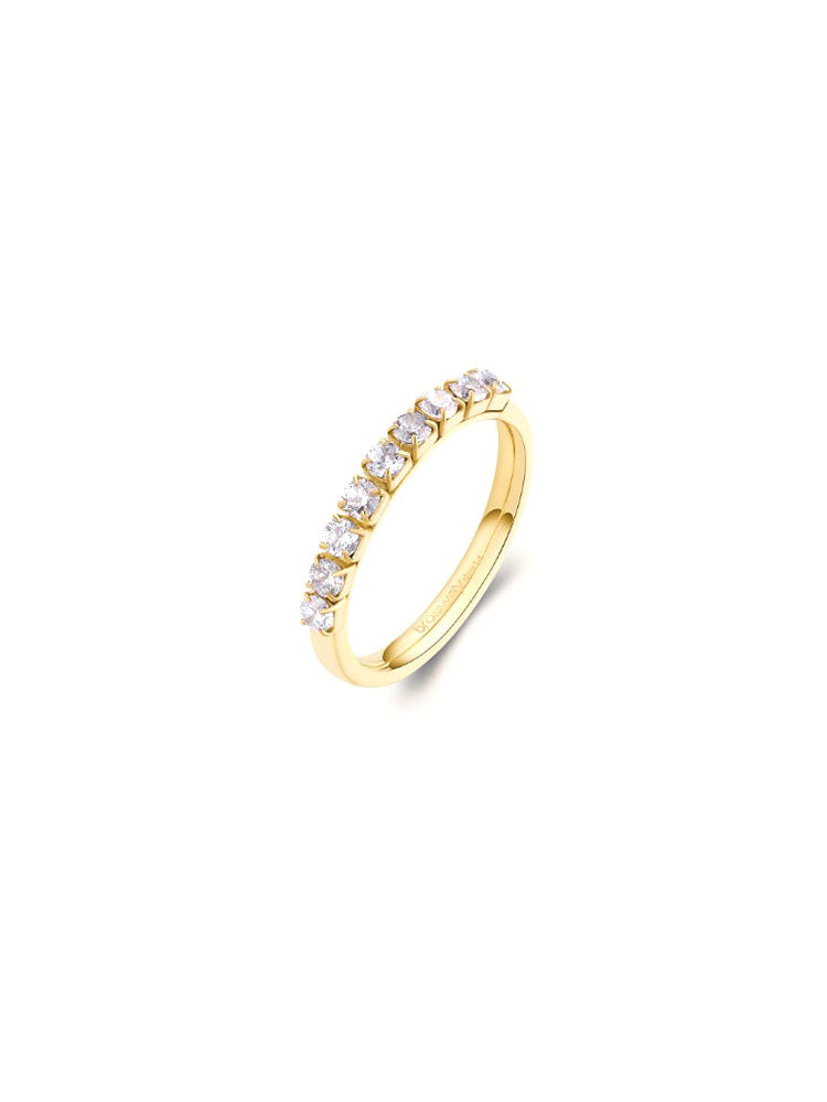ANELLO DONNA VERETTA DESIDERI IN ACCIAIO COLOR ORO GIALLO E ZIRCONI BIANCHI MISURA 16 BROSWAY