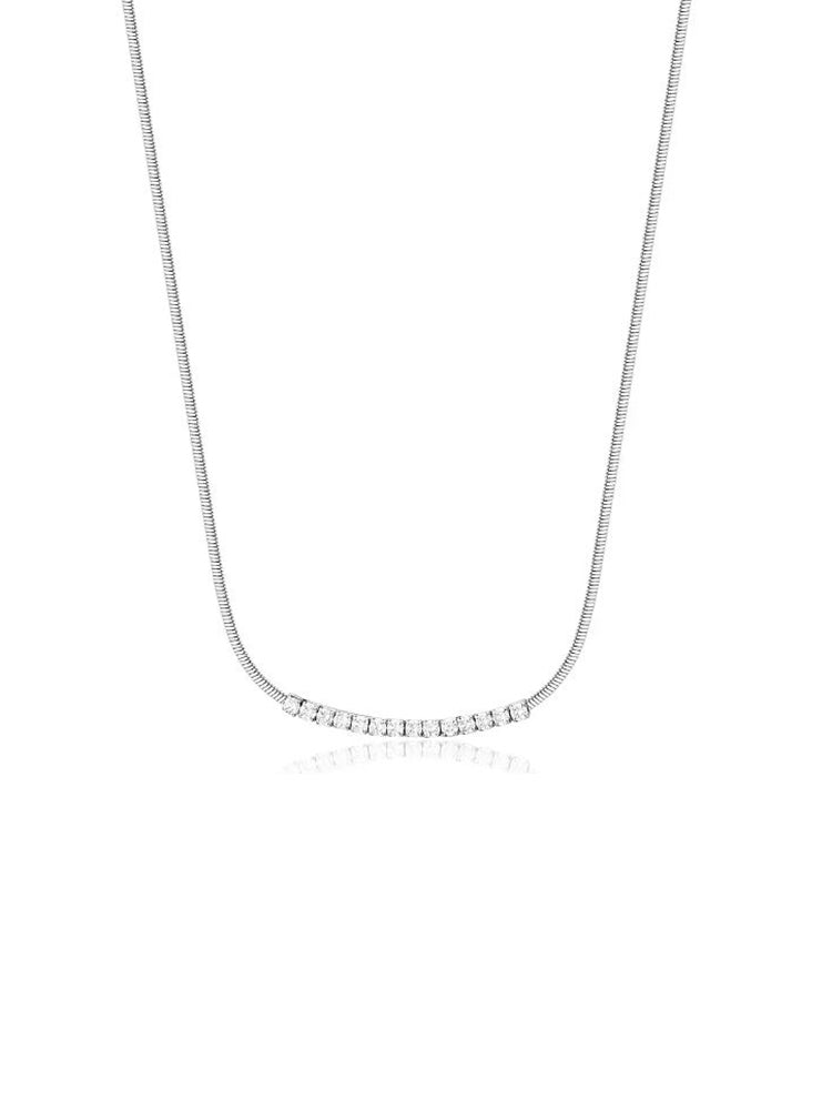 COLLANA DONNA DESIDERI IN ACCIAIO E ZIRCONI BIANCHI BROSWAY
