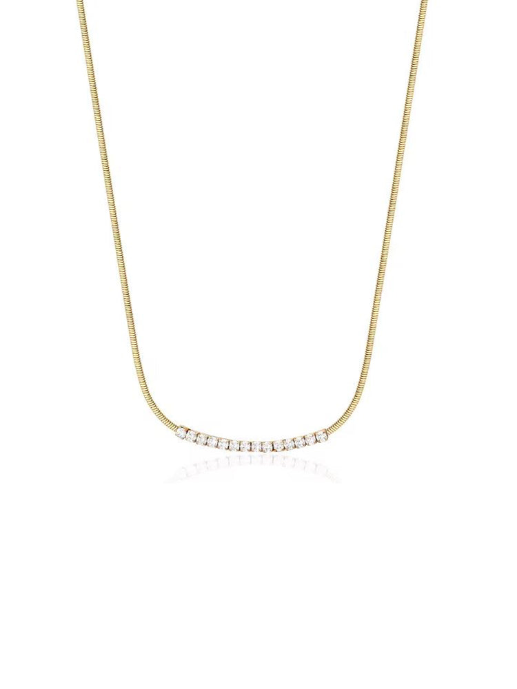COLLANA DONNA DESIDERI IN ACCIAIO DORATO E ZIRCONI BIANCHI BROSWAY