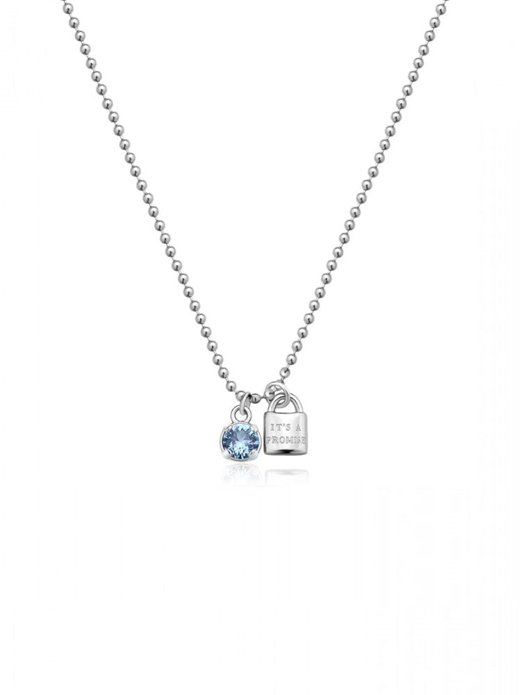 COLLANA DONNA DESIDERI CON LUCCHETTO "IT'S A PROMISE" E CRISTALLO AZZURRO BROSWAY