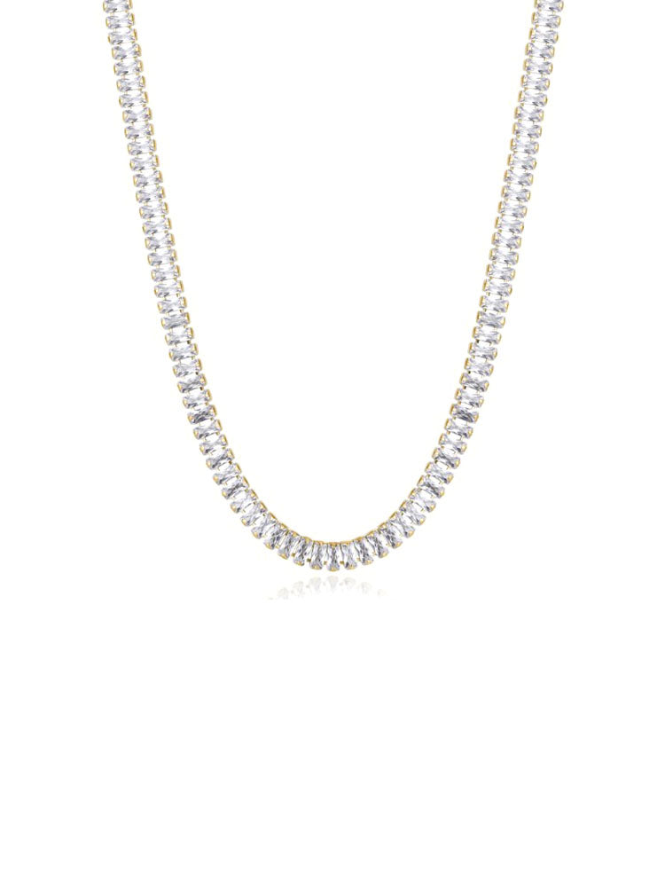COLLANA DONNA TENNIS GIROCOLLO DESIDERI IN ACCIAIO COLOR ORO GIALLO CON ZIRCONI BIANCHI BROSWAY