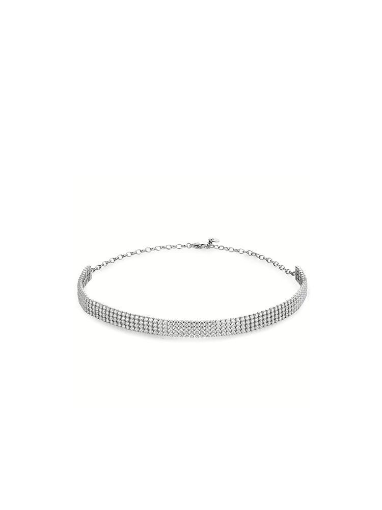 COLLANA DONNA CHOKER IN ACCIAIO TRE FILI CON ZIRCONI BIANCHi BROSWAY