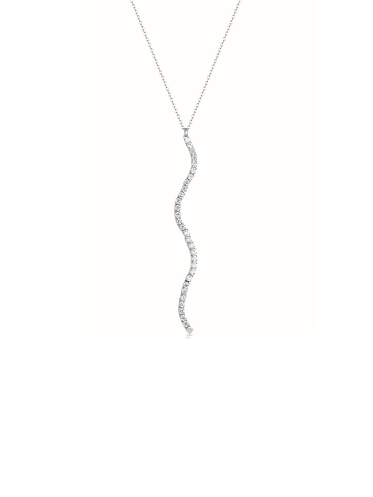 COLLANA DONNA IN ACCIAIO CON PENDENTE A S CON ZIRCONI BIANCHI BROSWAY