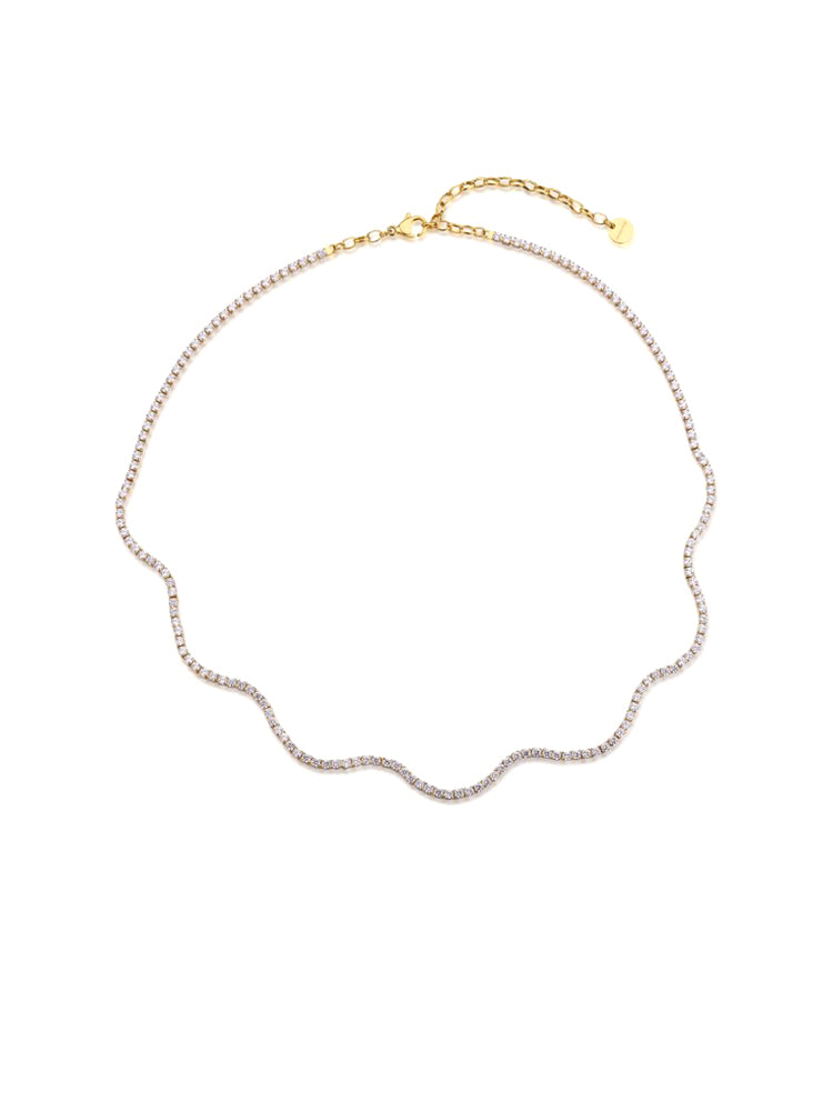 COLLANA DONNA TENNIS ONDULATA IN ACCIAIO DORATO BROSWAY