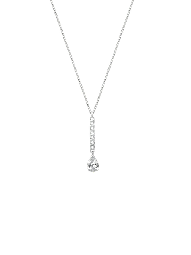 COLLANA DONNA DESIDERI CON PENDENTE A BARRETTA E ZIRCONE A GOCCIA BIANCO BROSWAY