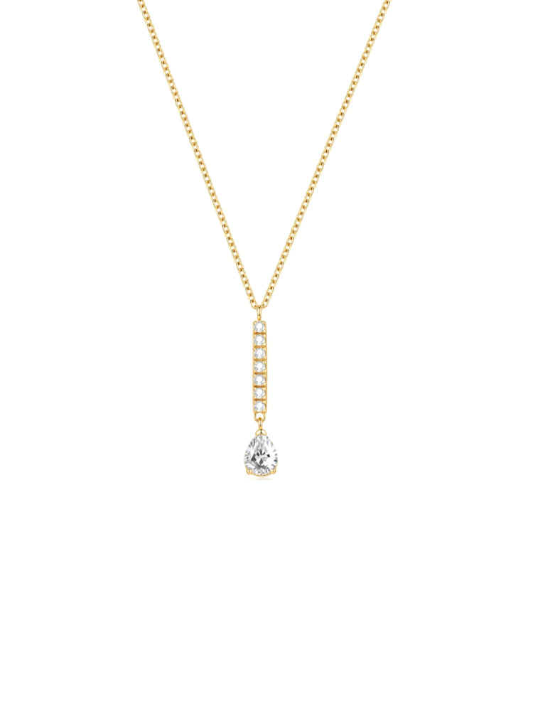 COLLANA DONNA DESIDERI DORATA CON PENDENTE A BARRETTA E ZIRCONE E GOCCIA BIANCO BROSWAY