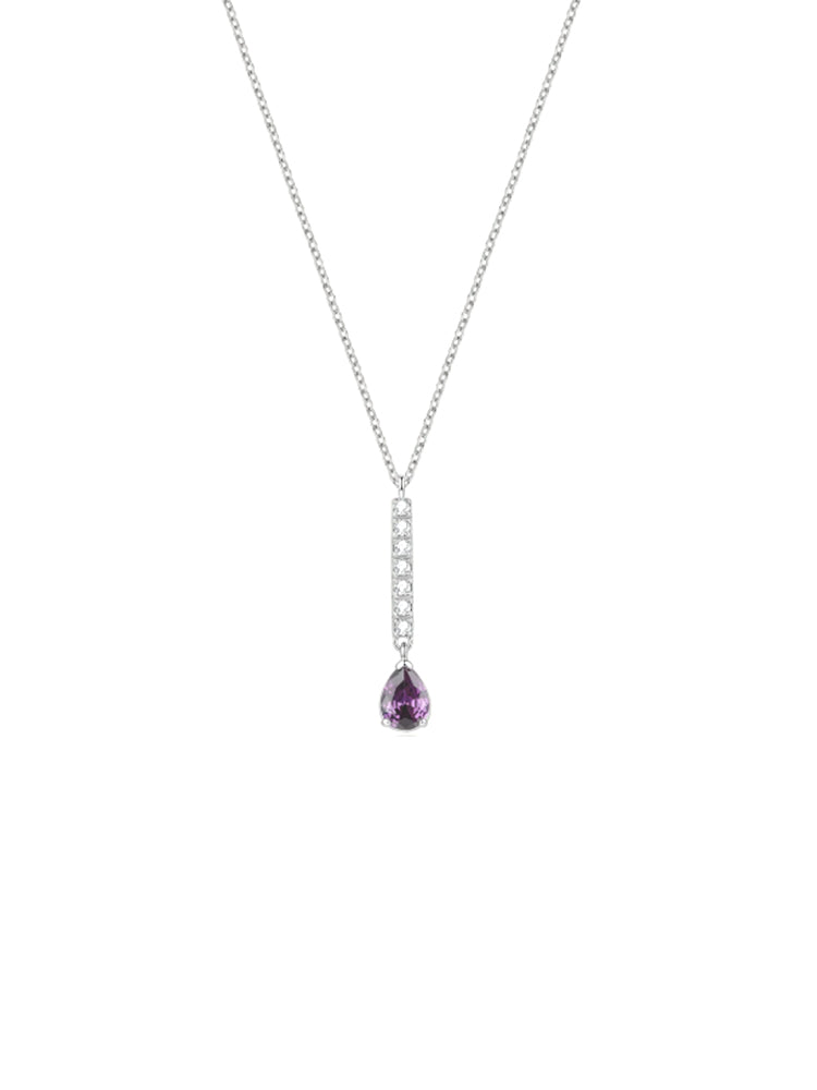 COLLANA DONNA DESIDERI CON PENDENTE A BARRETTA CON ZIRCONE A GOCCIA COLOR AMETISTA BROSWAY