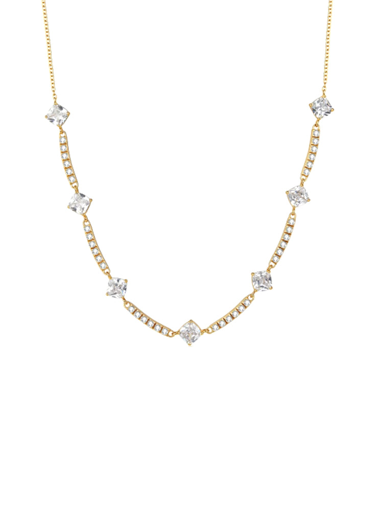 COLLANA DONNA DESIDERI DORATA CON BARRETTE DI ZIRCONI BIANCHI BROSWAY