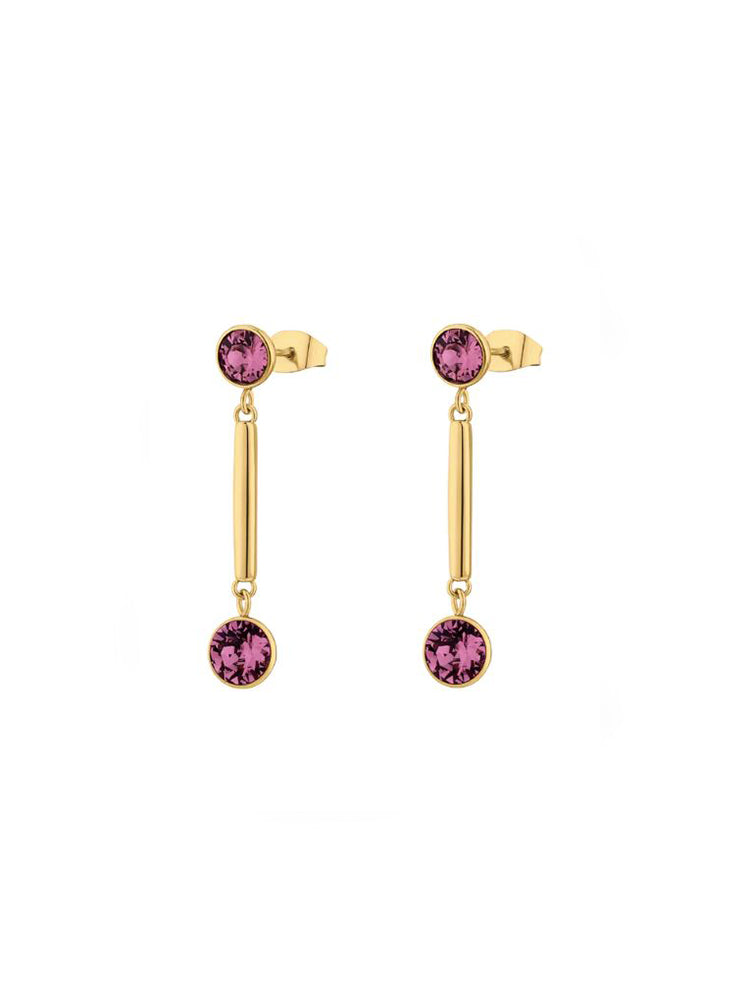 ORECCHINI DONNA AFFINITY IN ACCIAIO DORATO E CRISTALLI VIOLA BROSWAY