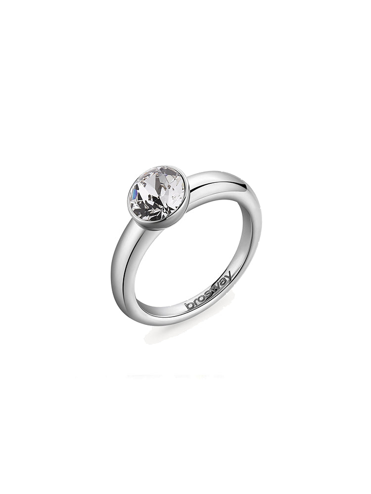 ANELLO DONNA AFFINITY IN ACCIAIO SILVER CON CRISTALLO SWAROVSKI BIANCO MISURA 18 BROSWAY