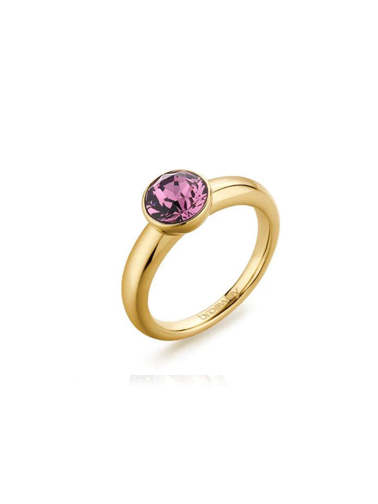 ANELLO DONNA AFFINITY IN ACCIAIO DORATO E CRISTALLO VIOLA MIS 14 BROSWAY