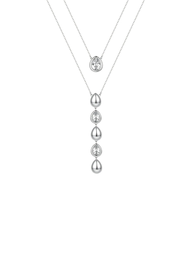 COLLANA DONNA GLOW MULTIFILO CON PENDENTI A GOCCIA E ZIRCONI BROSWAY